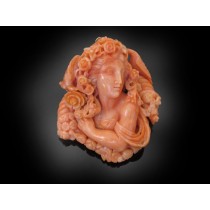 Carved Coral Pin